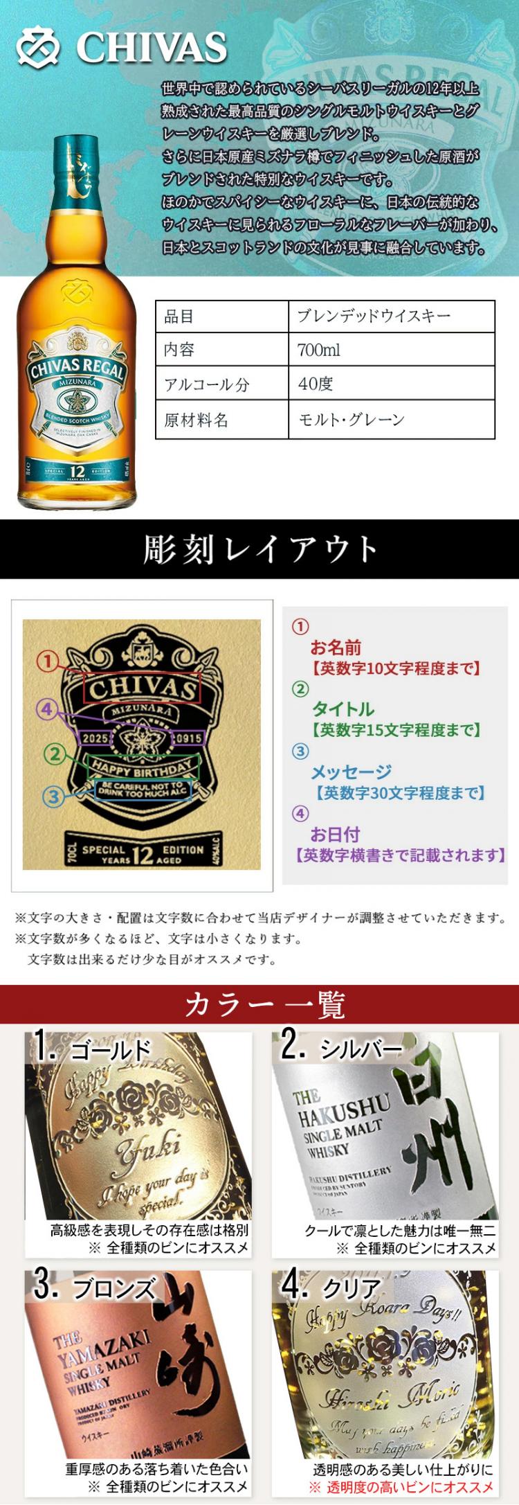 シーバスリーガル ミズナラ 12年 名入れ